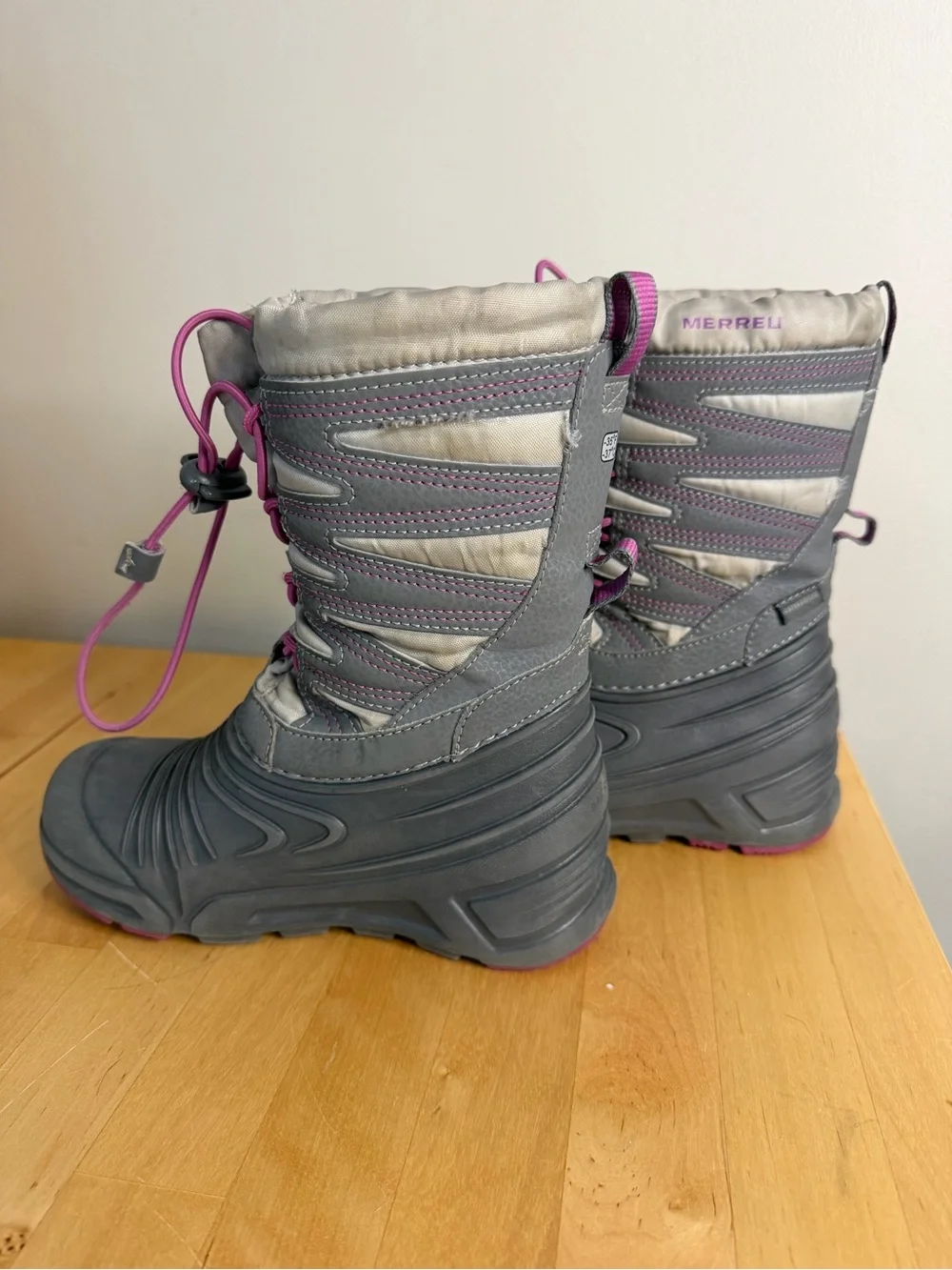 Merrell Kids Gray and Pink Insulated Snow Boots